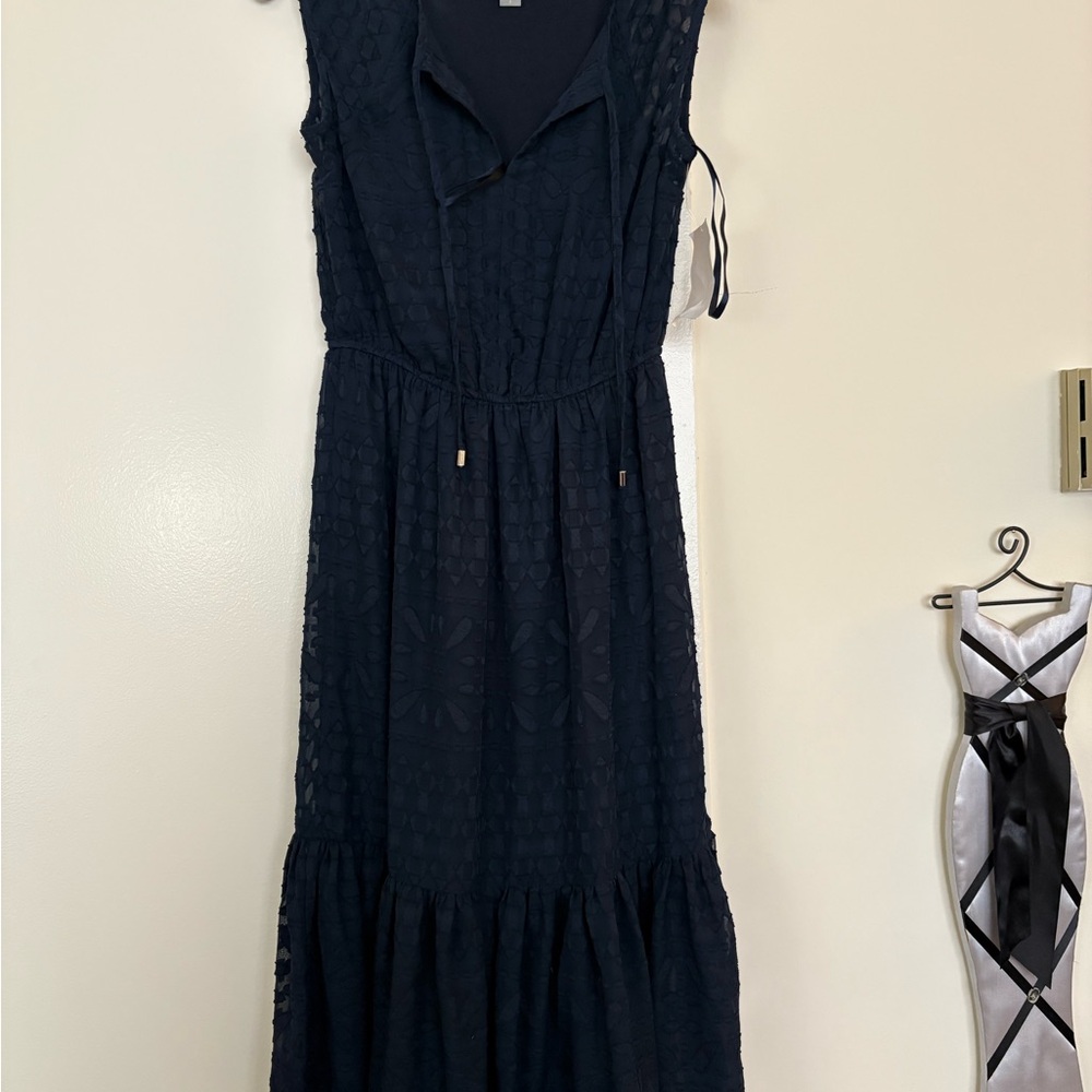 Tommy Hilfiger Navy Textured Maxi Dress